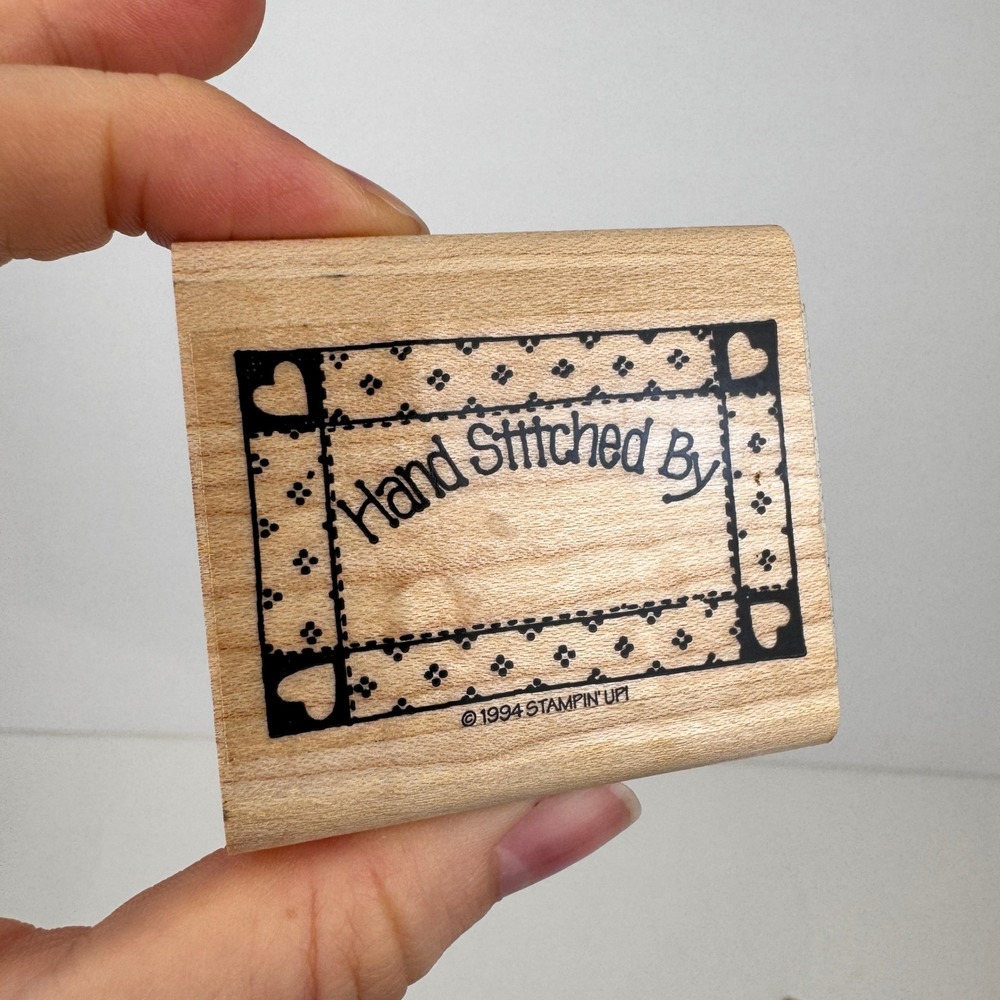Vtg 94 Hand Stitched By Rubber Stamp Mounted Craft DIY Crafting Quilting Sewing